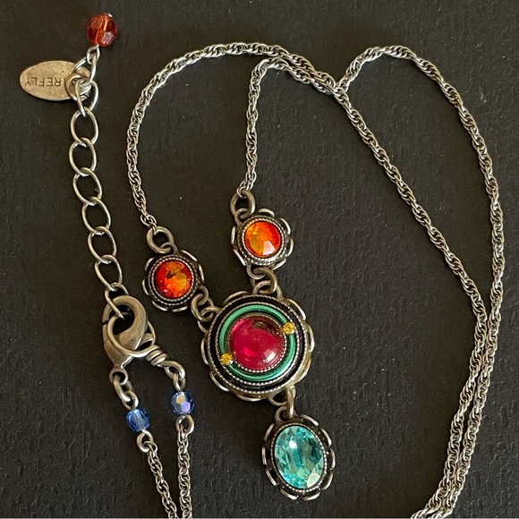 Firefly Necklace with Antiqued Silver Chain and Swarovski Crystals Discontinued - Picture 2 of 6